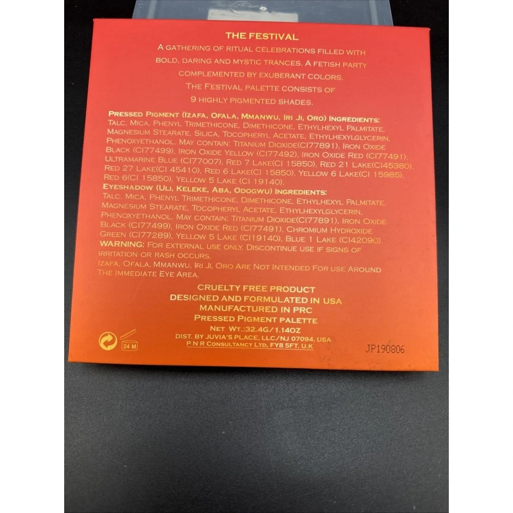 The Festival Eyeshadow Palette by Juvia's Place - New, Unsealed